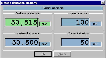 Instrukcja obsługi programu Calpro 405 17 pomiarowym. Wyboru wszystkich punktów pomiarowych do procedury pomiarowej można dokonać po wciśnięciu przycisku ON/OFF w sekcji Punkty pomiarowe.