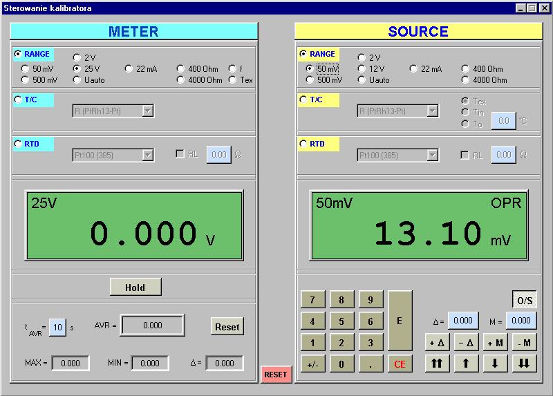 Instrukcja obsługi programu Calpro 405 6 5. STEROWANIE KALIBRATORA Przyciśnięcie przycisku Sterowanie kalibratora w głównym oknie aplikacji Calpro 405 (rys.