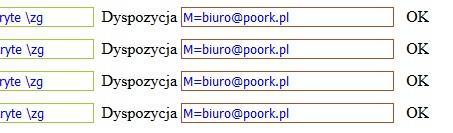 W Makroceli 41 wpisujemy adres e-mail, na który ma być wysyłana informacja o pierwszym zakryciu wejściu/przejściu brak wpisu nie wysyła takiej informacji Dla każdego wejścia są po dwa wpisy