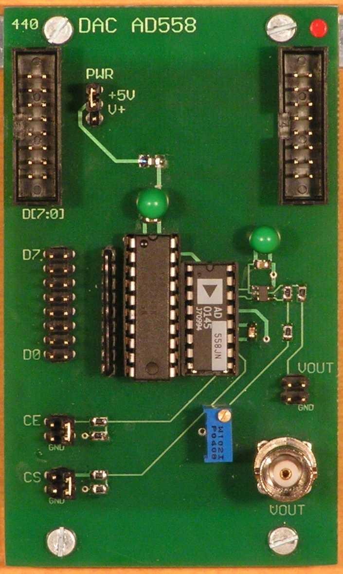 440_DAC_AD55 Moduł przetwornika cyfrowo-analogowego Opis ogólny Moduł 440_DAC_AD55 zawiera jeden układ przetwornika DAC AD55 oraz bufor separujący 4245.