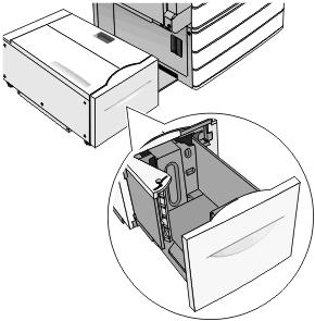 2 W razie potrzeby dostosuj położenie prowadnicy szerokości. Uwagi: W przypadku drukowania dwustronnego papier należy umieścić stroną do druku skierowaną do dołu.