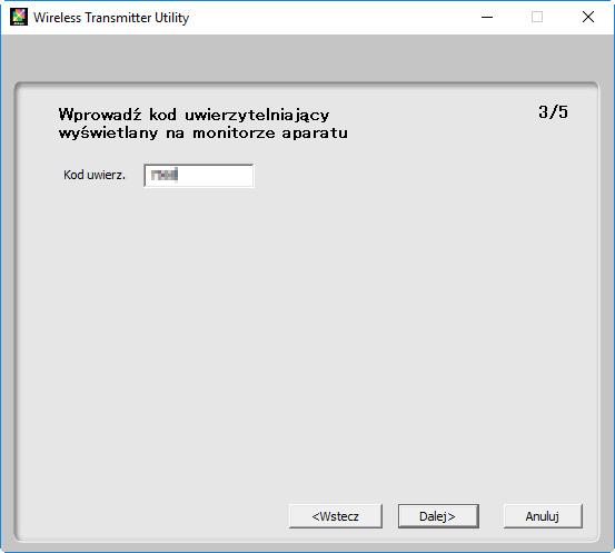 kliknij Dalej. 9 Wprowadź kod uwierzytelniający. Aparat wyświetli kod uwierzytelniający.