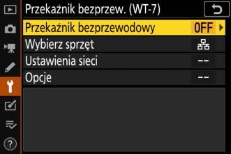 Przekaźnik bezprzew. (WT-7) Dostosuj ustawienia dotyczące łączenia za pomocą opcjonalnego przekaźnika bezprzewodowego WT-7.