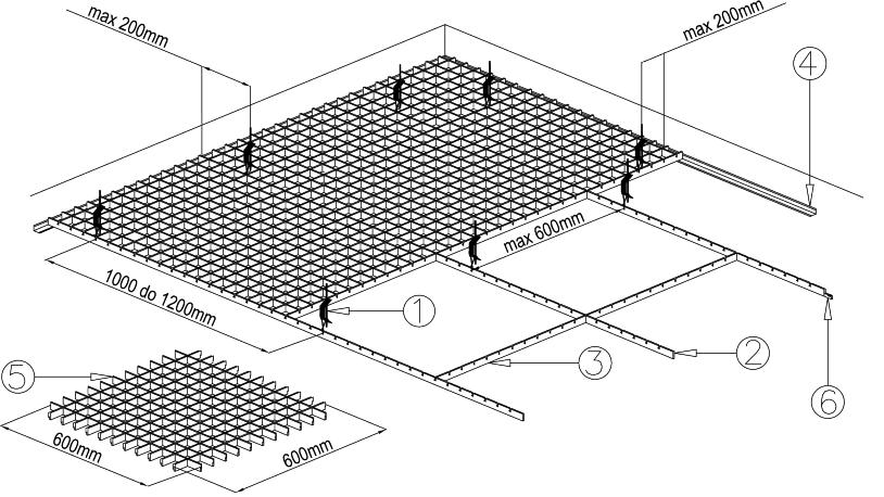 02.2 sufit rastrowy micro cell RASTER CEILING micro cell Specyfikacja / Specification Materiał/Material Reakcja na ogień/fire reaction Kolor standardowy (inne kolory na życzenie klienta) /Standard