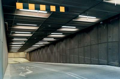 Suspended tray ceiling made of expanded metal mesh.