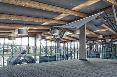 Housings of tree columns made of expanded metal mesh.