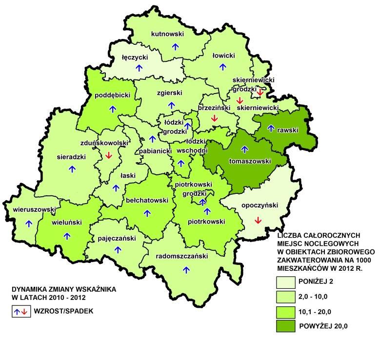 47. Udział wykorzystanych miejsc noclegowych w obiektach zbiorowego zakwaterowania [%] % 35,00 łódzkie 31,26 30,50 29,20 Polska 34,27 34,50 33,60 34,00 33,00 32,00 31,00 30,00 29,00 28,00 wskaźnik