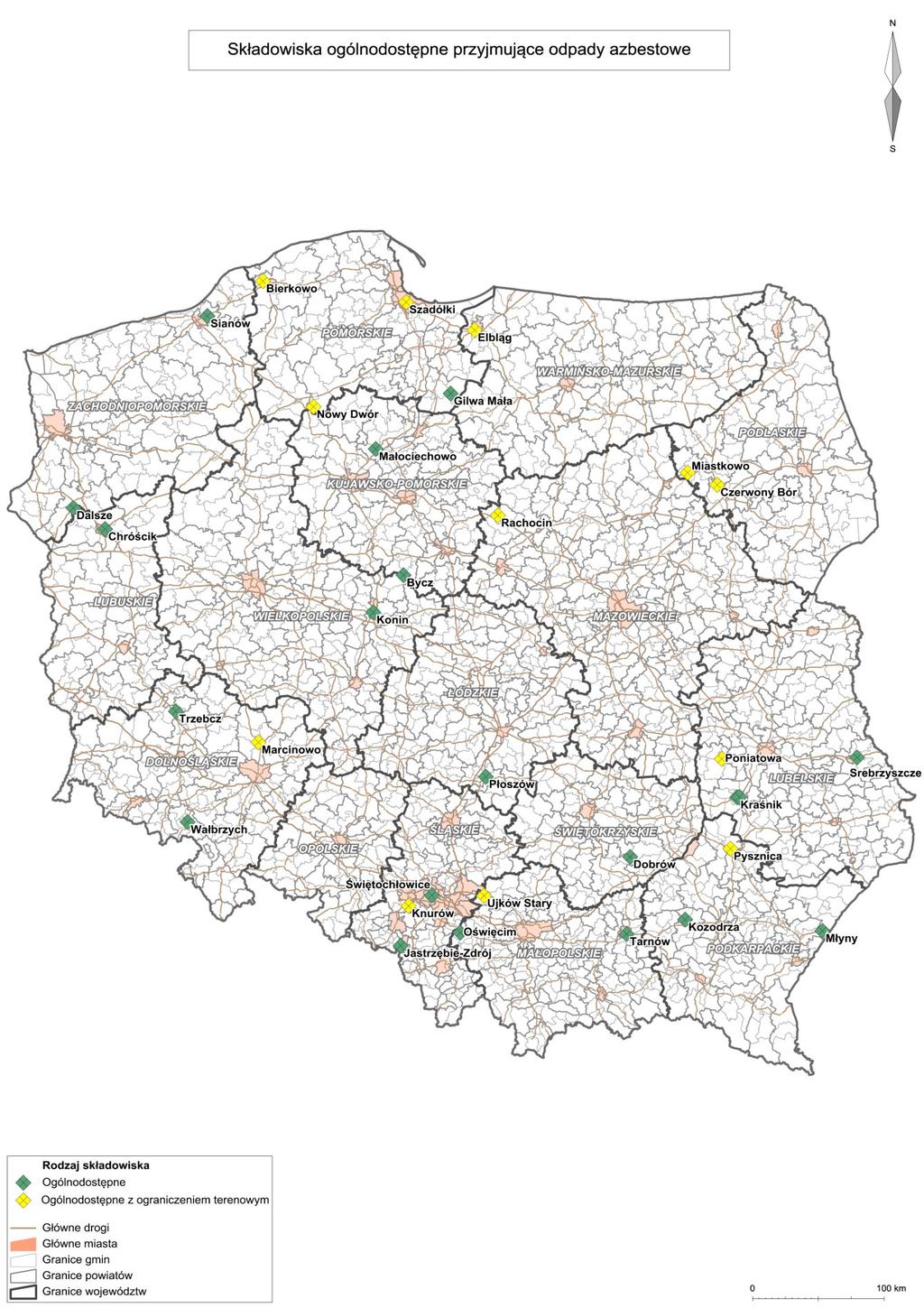 Mapa nr 3 Rozmieszczenie składowisk