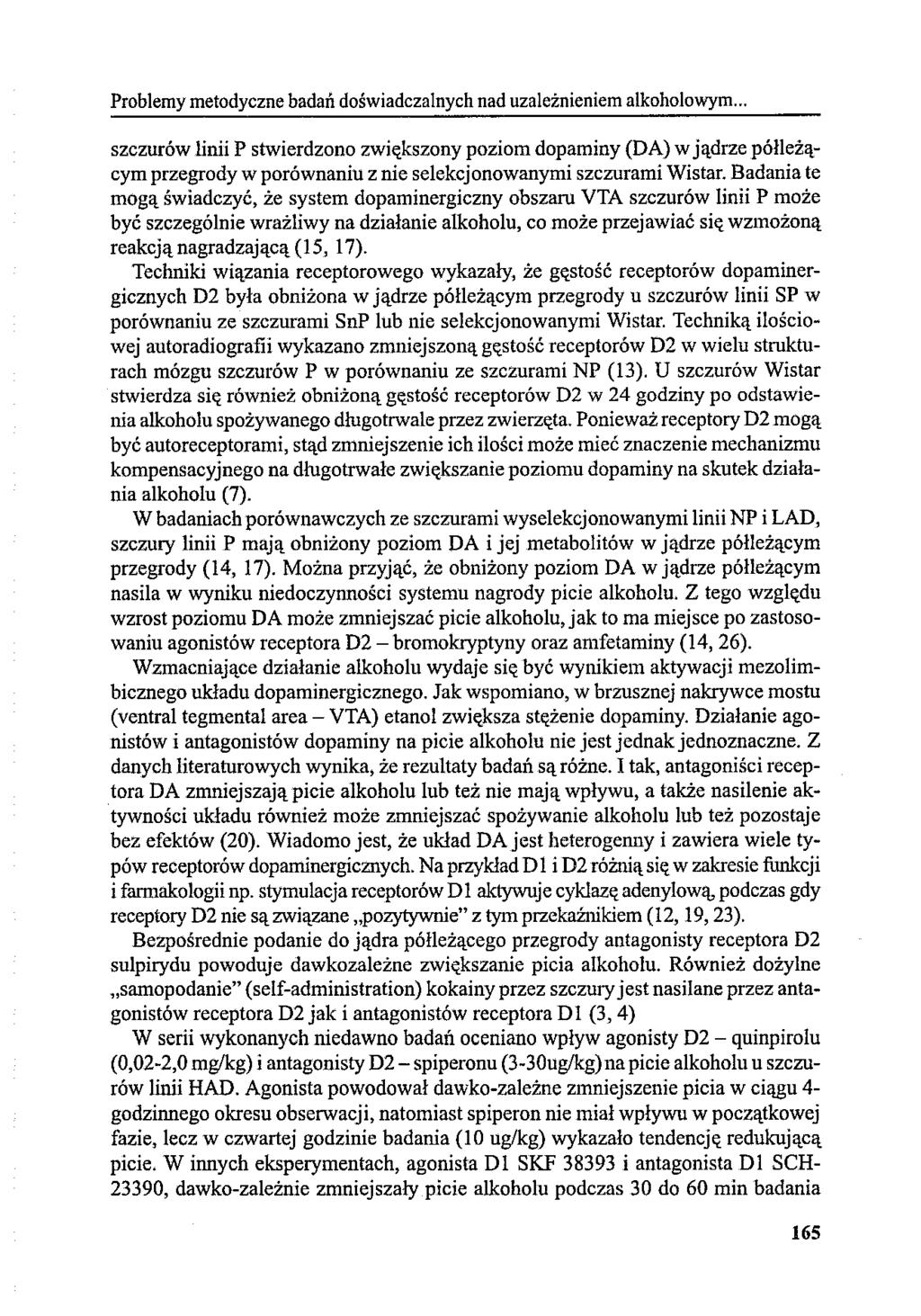 Problemy metodyczne badań doświadczalnych nad uzależnieniem alkoholowym.