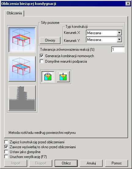 Autodesk Concrete Building Structures - Przykłady strona: 31 UWAGA: Przedstawione poniżej obliczenia można przeprowadzić niezależnie od siebie wybraną przez użytkownika metodą. 1.4. Obliczenia 1.4.1. Obliczenia uproszczone - metoda rozkładu według powierzchni wpływu Z menu górnego Plik / Otwórz wybrać plik: Model.