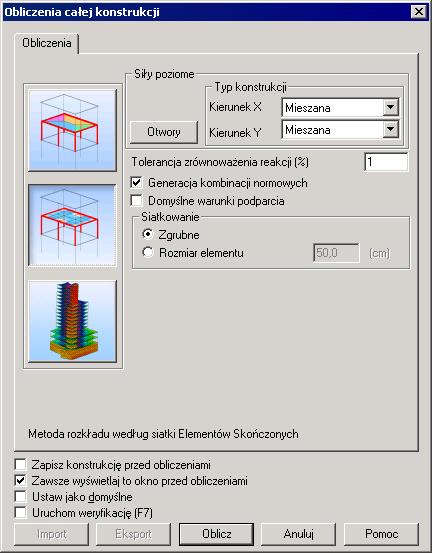 Autodesk Concrete Building Structures - Przykłady strona: 37 1.4.2. Obliczenia uproszczone - metoda rozkładu według siatki Elementów Skończonych Z menu górnego Plik / Otwórz wybrać plik: Model.