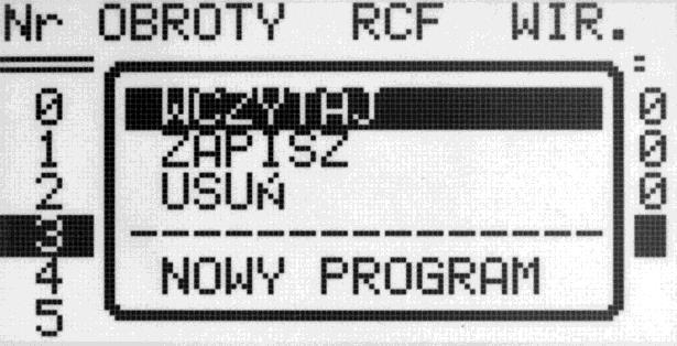 Klawiszami wybrać numer programu.