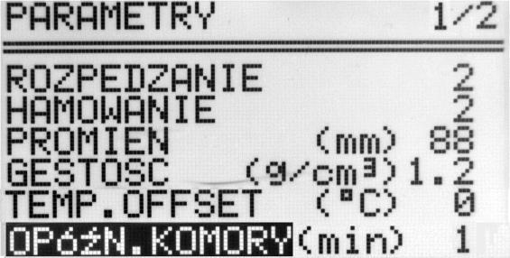 9.4 Offset temperaturowy Klawiszamif wybrać TEMP. OFFSET. Wcisnąć Przy pomocy klawiszy wybrać różnicę między temperaturą zadaną a temperaturą do której dążyc będzie układ chłodzenia. Tzn.