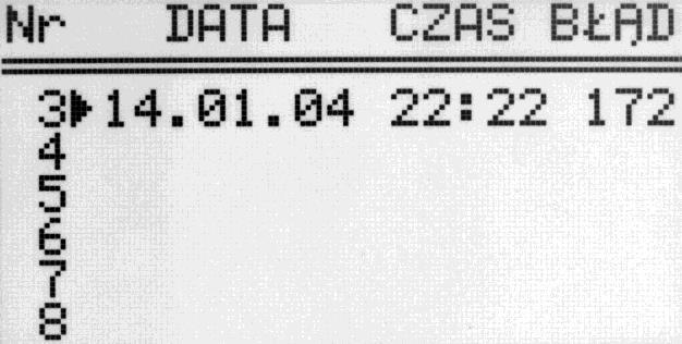 10.8 Diagnostyka (kody błędów) Informację o numerach błędów, które wystąpiły podczas
