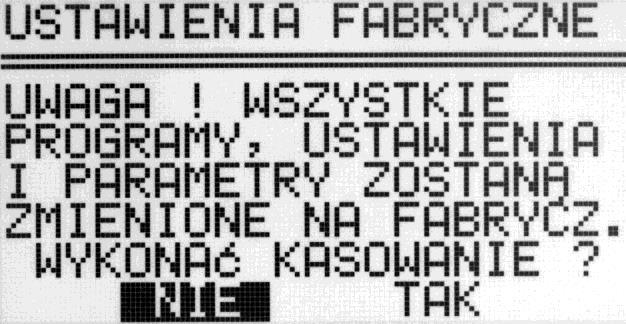 9 Ustawienia fabryczne Przywracanie ustawień fabrycznych. KONF/ USTAWIENIA FABRYCZ.