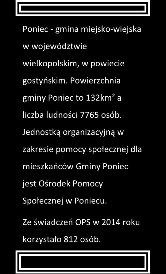 Strona31 Gmina Poniec OPS Poniec Przedmiot zamówienia: świadczenie usług opiekuńczych Poniec - gmina miejsko-wiejska w województwie wielkopolskim, w powiecie gostyńskim.