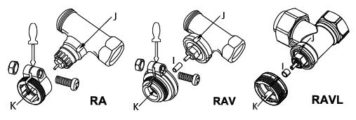 Za pomocą dostarczonych adapterów urządzenie można zainstalować na zaworach grzejnikowych typu Danfoss RA, RAV i RAVL.