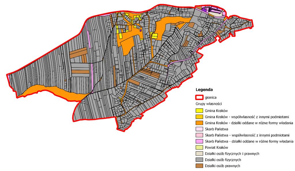 Rys. 7. Przestrzenne rozmieszczenie struktury własności gruntów (stan na marzec 2019 r.