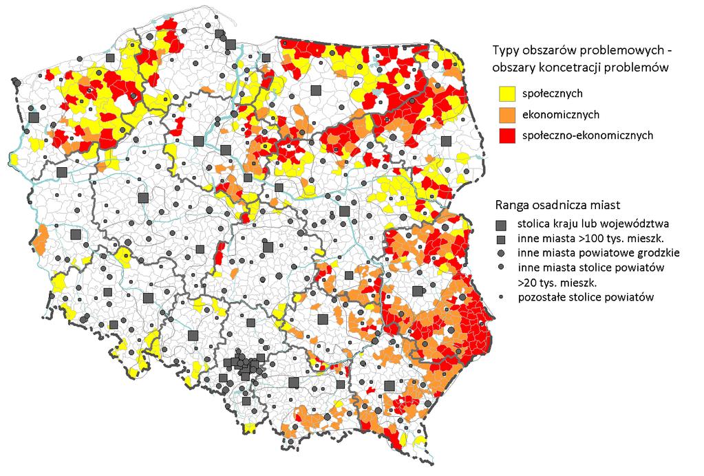 2.5. Typologia marginalizacji gmin (etap 2) W dalszej kolejności oparto się na wynikach opracowania wykonanego w latach 2015-2016 w IGiPZ PAN dla potrzeb delimitacji obszarów wzrostu i obszarów