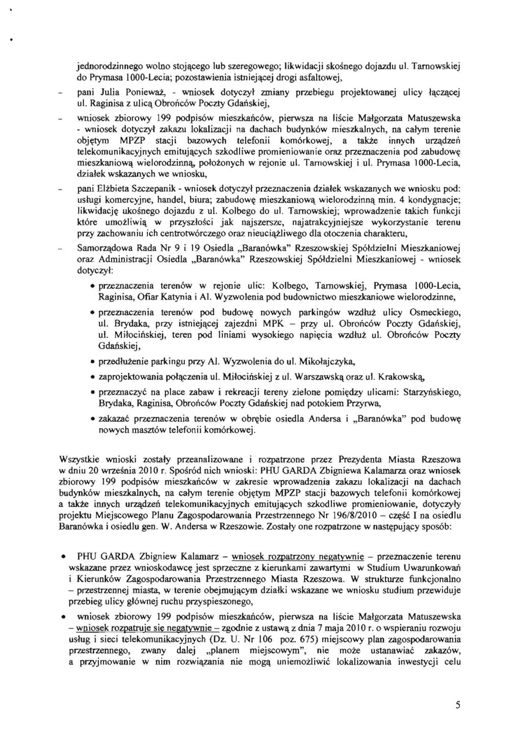 jednorodzinnego wolno stojl\cego lub szeregowego; likwidacji skosdego dojazdu ul.