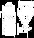 0 3 5 7 -kocioł; 2-czujnik temperatury kotła; 3-regulator TECH; 4-czujnik temperatury podajnika; 5-wentylator; 6-silnik motoreduktora; 7-pompa c.o.; 8-czujnik c.o.; 9-zawór odcinający; 0-otwarte naczynie wzbiorcze; -filtr; 2-zawór 4-drogowy mieszający; 3-zawór z głowicą termostatyczną; 4-grzejnik; 5-zasobnik c.