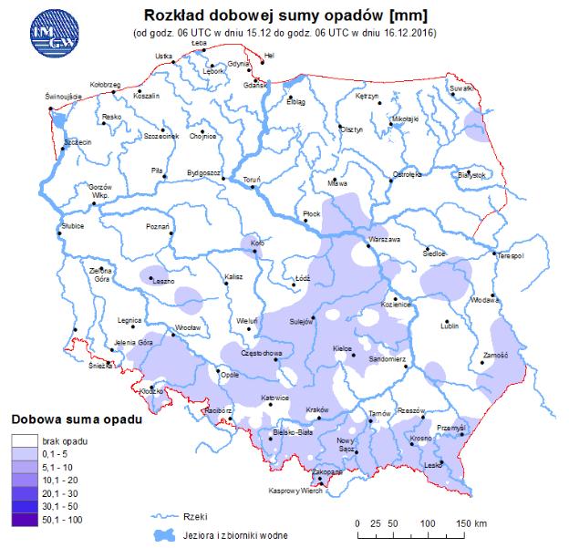 rzekach Polski Rozkład dobowej sumy