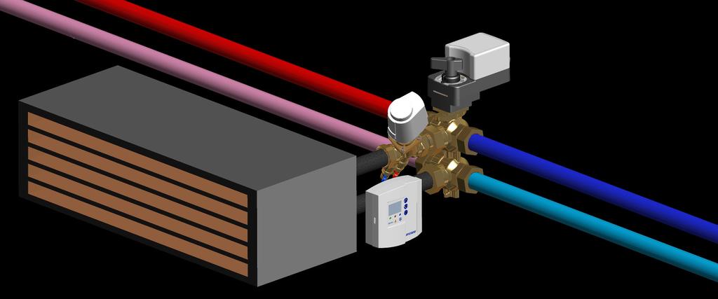 Strona 2 z 11 Zasada działania Zestaw Frese OPTIMIZER 6-drogowy reguluje grzanie i chłodzenie za pomocą jednego sygnału sterującego, poprzez zewnętrzny sygnał -1 V.