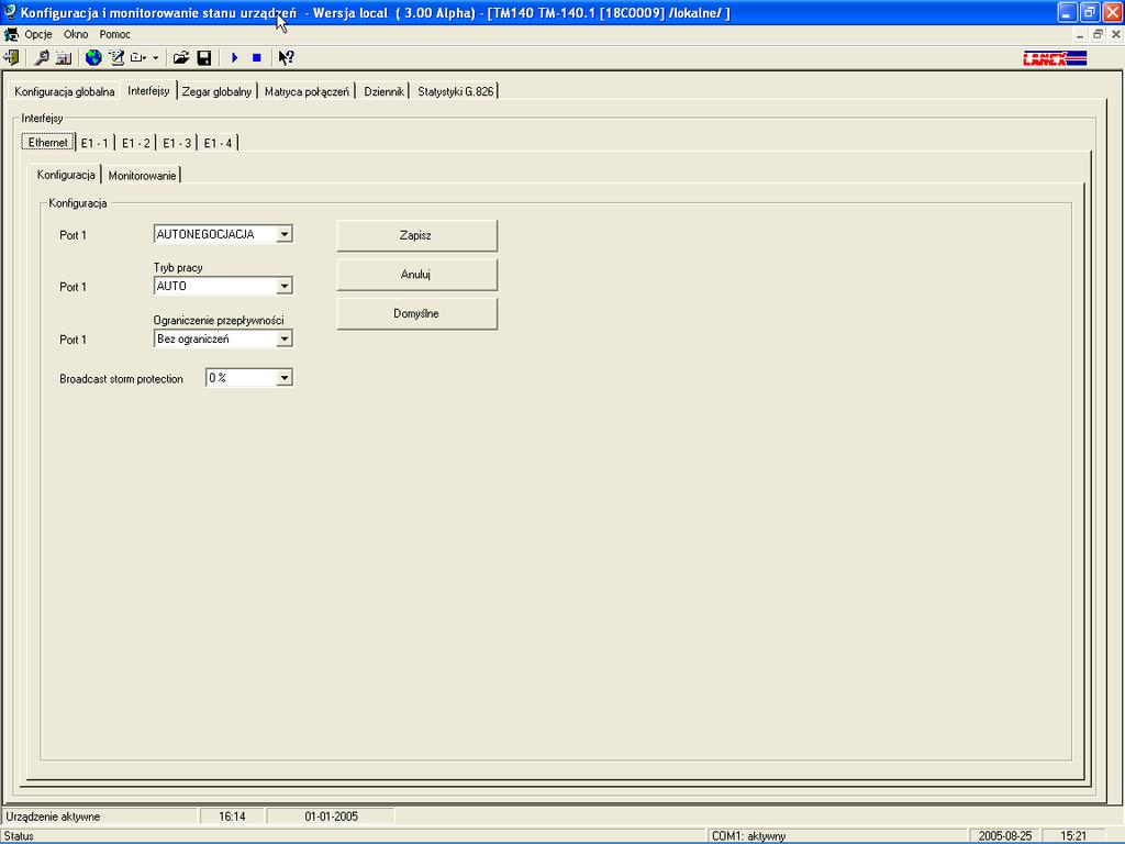 6.4.1.1. Zakładka Ethernet, Konfiguracja Rysunek 6-9. Interfejsy Ethernet.