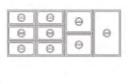 3 szuflady (o tym samym wymiarze) - za dodatkową opłatą. 1500 Additional charge for two drawer unit in chamber glass.