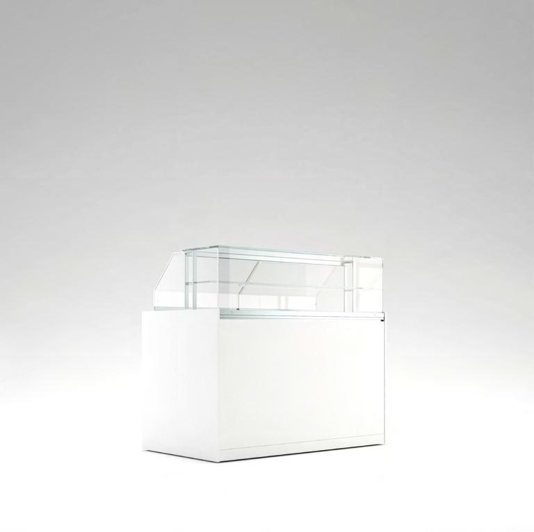 Tratto - Snack H EN STANDARD FITTINGS heated exposition surface: heating plate or bemari with GN containers inox interior inox worktop multiplexable glass shelf ED top lighting tempered glass with