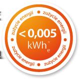 Urządzenie cechuje się niskimi kosztami eksploatacji - zużycie energii elektrycznej do wytworzenia 1kW energii cieplnej jest mniejsze od 0,005kWh.