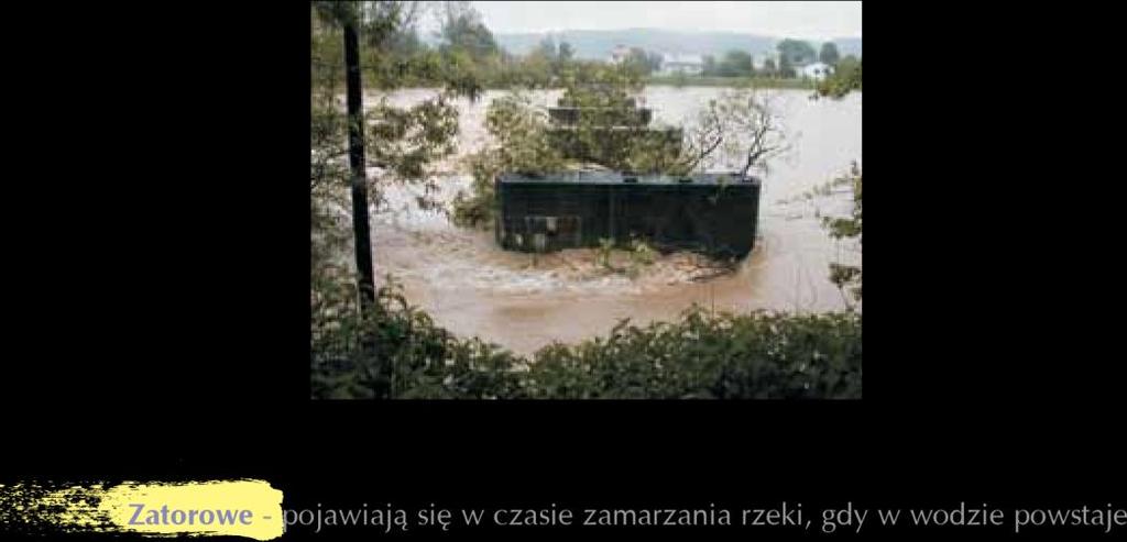 Wyróżniamy powodzie: Opadowe (deszczowe) - mogą pojawić się w różnych rejonach Polski i są spowodowane mniej lub bardziej intensywnymi opadami deszczu.