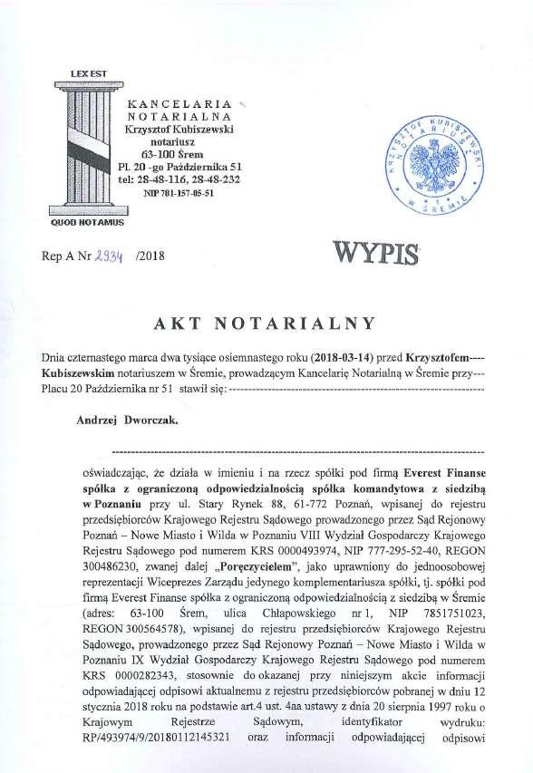 23. Oświadczenie o poddaniu się egzekucji przez