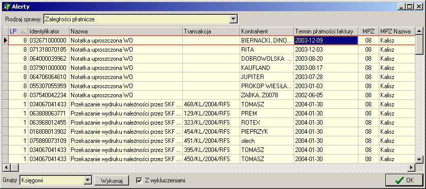 Kontrahenci, którzy po trafieniu do modułu windykacyjnego rozliczyli faktury oznaczani są kolorem zielonym a w kolumnie: Data zakończenia sprawy wyświetlana jest data rozliczenia kontrahenta przez