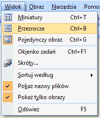 W dolnej części programu pojawi się dodatkowe okno z miniaturami wszystkich obrazów znajdujących się w danym folderze.