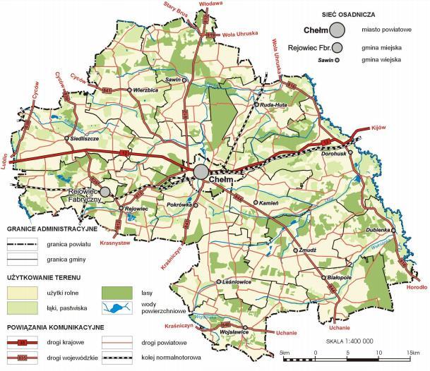 Jednym z największych atutów powiatu chełmskiego jest bezpośrednie sąsiedztwo i bardzo dobre połączenia komunikacyjne z Ukrainą poprzez graniczne przejście drogowe i kolejowe w Dorohusku.