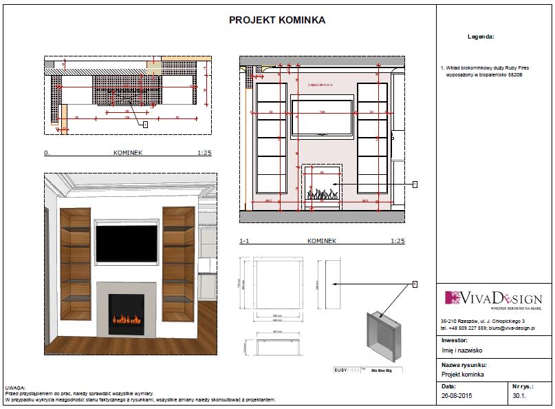 Usługa: Projekt kominka lub biokominka przez firmę dostarczającą kominek lub biokominek.