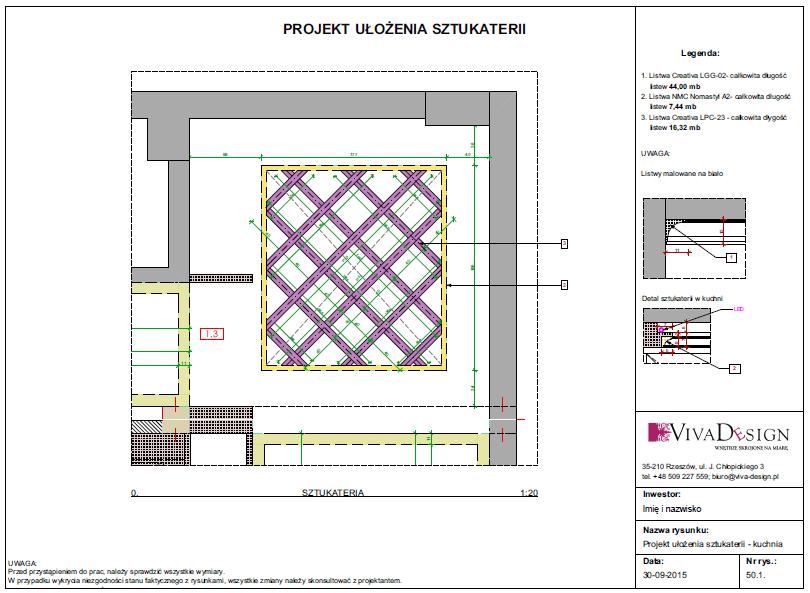 Usługa: Projekt sztukaterii przez firmę montującą sztukaterię.