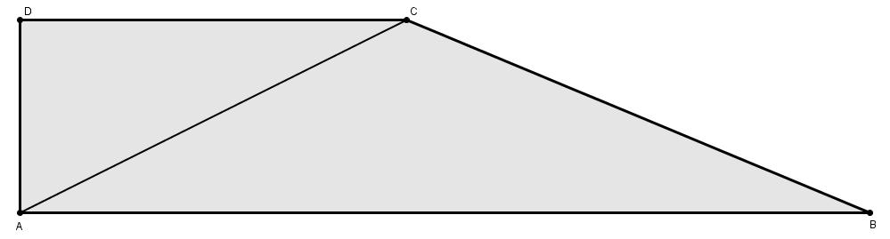 Zadanie 13. Dany jest trapez prostokątny ABCD o podstawach długości 22 cm, 10 cm i wysokości 5 cm. Odcinek AC jest przekątną tego trapezu. Oceń prawdziwość podanych zdań.