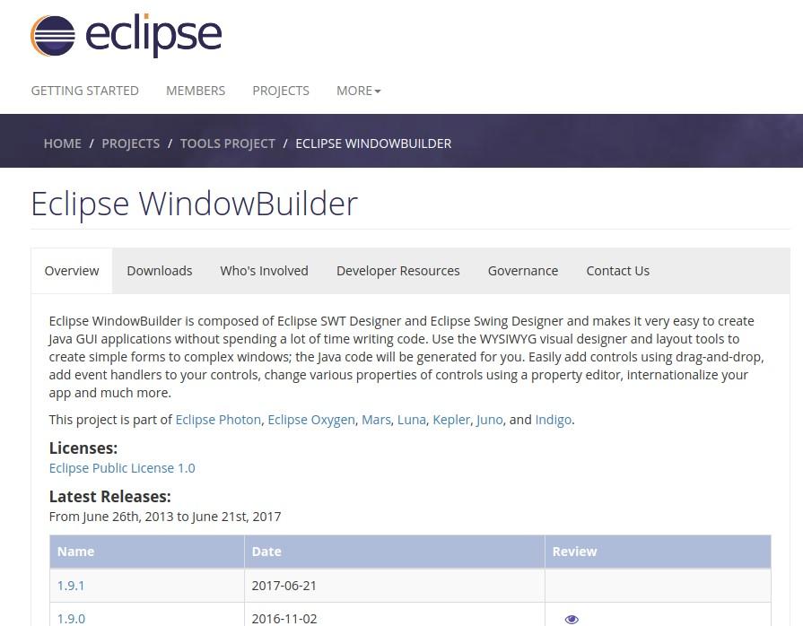 Window Builder Eclipse Help Install New Software Add (podać link ze