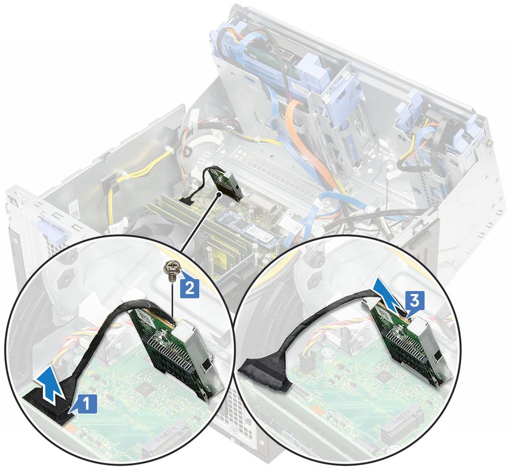 Instalowanie czytnika kart SD 1 Umieść czytnik kart SD w gnieździe na drzwiczkach panelu przedniego [1].