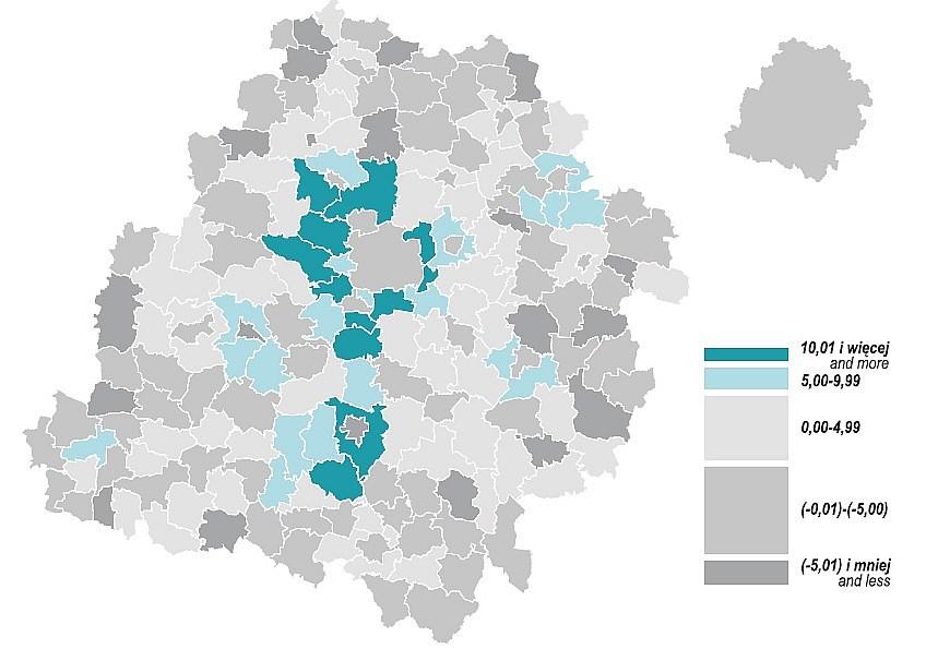 44 K. Bączek, J. Szydłowski, J. Mikołajec Rysunek 6. Saldo migracji dla miast i wsi województwa łódzkiego w latach 2002-2013. Źródło: Kałuża-Kopias D.