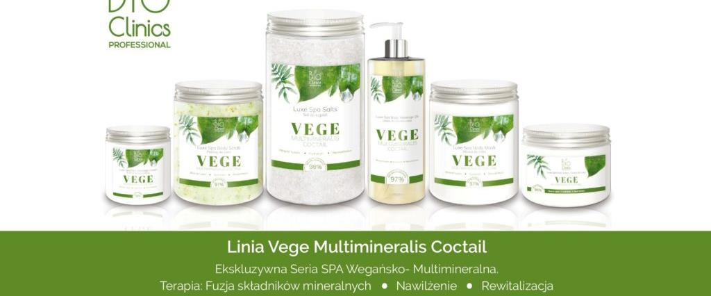 Linia Vege Multiminerals Coctail Linia kosmetyków oparta na naturalnych olejach roślinnych, między innymi avocado, winogronowy, macadania, arganowy, kokosowy, shea.
