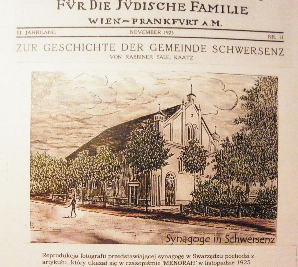 Rycina synagogi, to reprodukcja pochodząca z artykułu, który w listopadzie 1925 r.