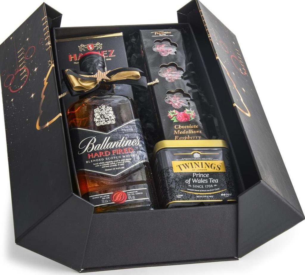 KUFEREK TOSKANIA *Whisky BALLANTINES HARD FIRED O,7L *Puszka czarnej herbaty