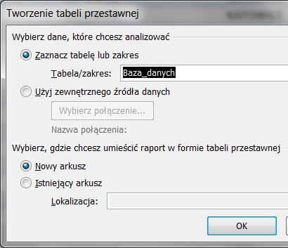 4) Baza danych powinna zmienić kolor i ponadto powinna pojawić się dodatkowa karta o nazwie Projektowanie. 5) Na karcie projektowanie zmień nazwę tabeli na Baza_Danych.