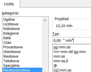 Sekcja: Ustawienia pól Tabeli Przestawnej Strona 77 zapytanie zgodnie ze wzorem 0,00 mln.