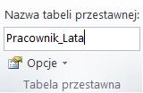 11) Skopiuj Tabelę przestawną do pierwszego wolnego wiersza poniżej pierwszej Tabeli.