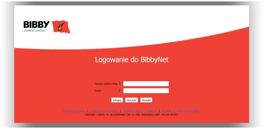 Konto 1. Logowanie System BibbyNet jest dostępny za pośrednictwem witryny internetowej www.bibbyfinancialservices.pl.