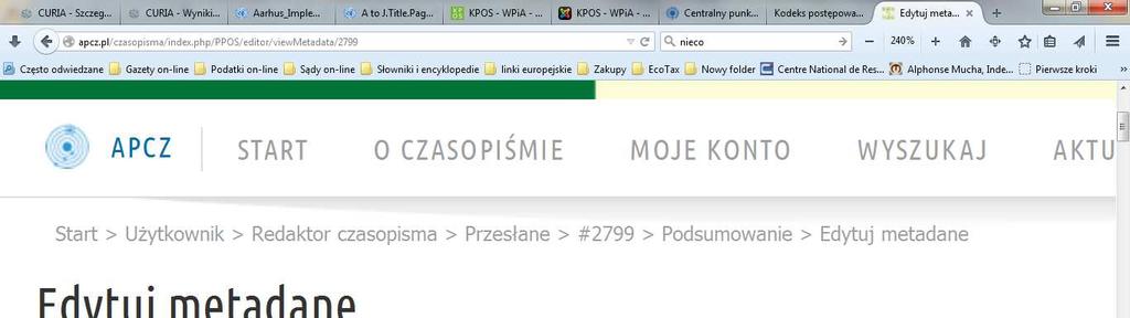 Język formularza zmienić z Polish na